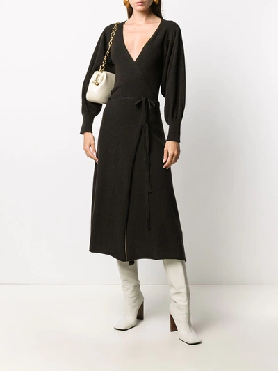 Shop Andamane Longsleeved Wrap Dress In Brown