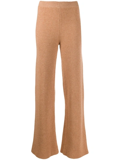 Shop Cashmere In Love Ribbed Flared Cortina Trousers In Neutrals