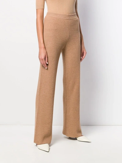Shop Cashmere In Love Ribbed Flared Cortina Trousers In Neutrals