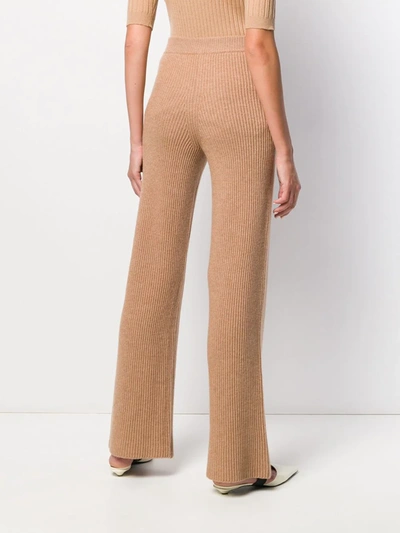 Shop Cashmere In Love Ribbed Flared Cortina Trousers In Neutrals