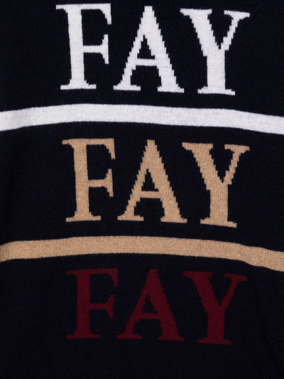 Shop Fay Teen Intarsia-knit Panelled Jumper In Black