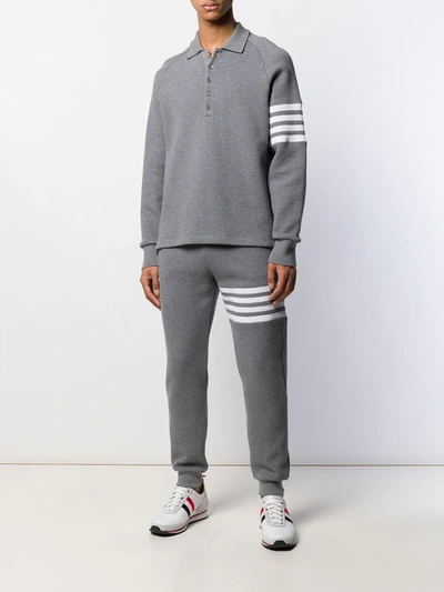 Shop Thom Browne 4-bar Waffle Stitch Track Pants In Grey