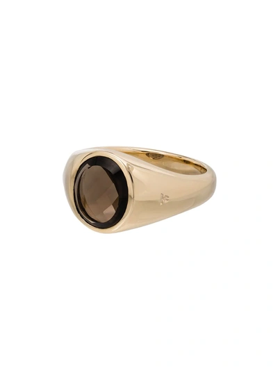 Shop Tom Wood 9kt Gold Smoky Quartz Ring In Silver