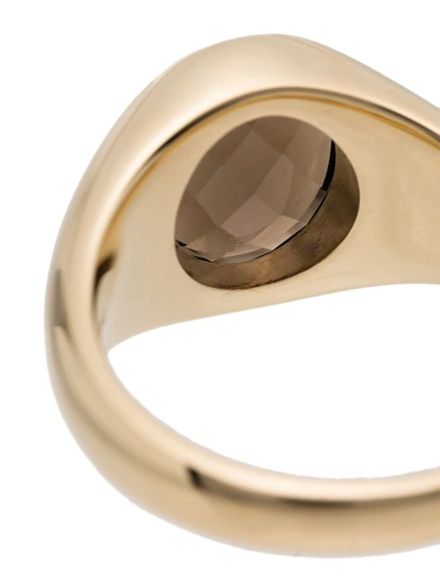 Shop Tom Wood 9kt Gold Smoky Quartz Ring In Silver