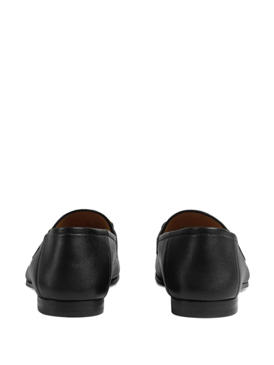 Shop Gucci Leather Horsebit Loafers With Web In Black