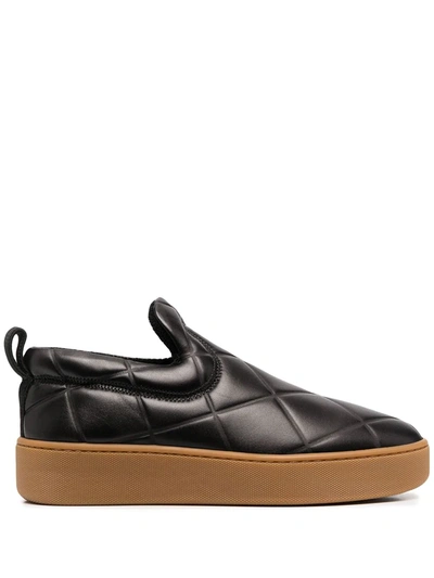 Shop Bottega Veneta Leather Slip-on Sneakers In Black