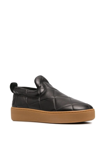 Shop Bottega Veneta Leather Slip-on Sneakers In Black