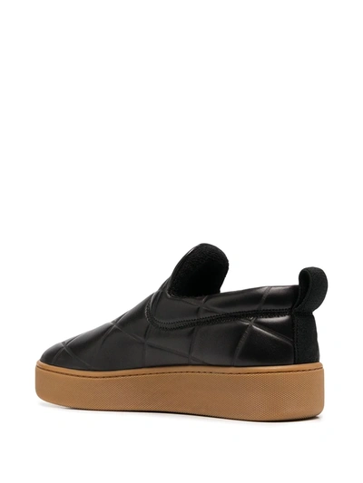 Shop Bottega Veneta Leather Slip-on Sneakers In Black