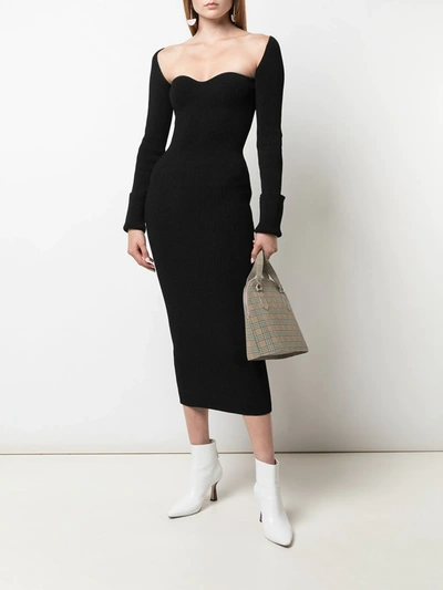 Shop Khaite The Beth Ribbed Knit Dress In Black