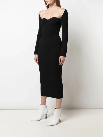 Shop Khaite The Beth Ribbed Knit Dress In Black