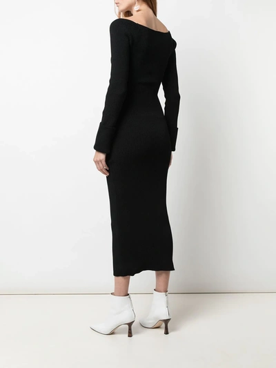 Shop Khaite The Beth Ribbed Knit Dress In Black