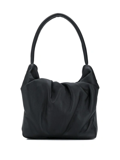 Shop Staud Felix Ruched Shoulder Bag In Black