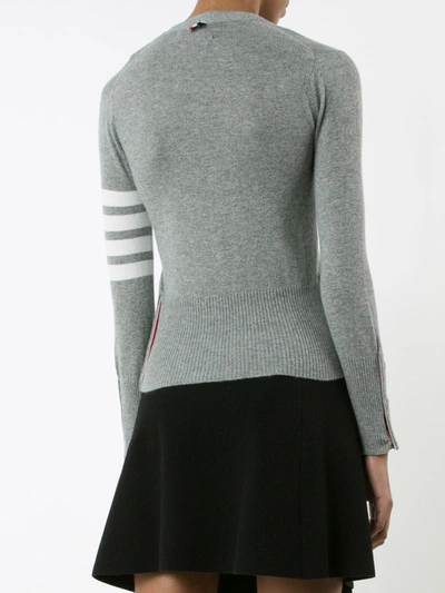 Thom Browne Four Stripe Cardigan In Grey