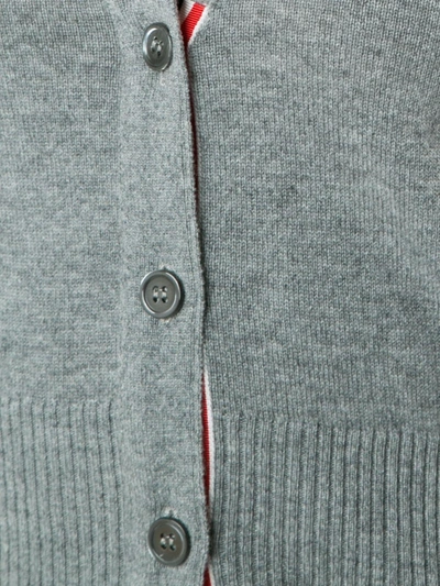 Shop Thom Browne Four Stripe Cardigan In Grey