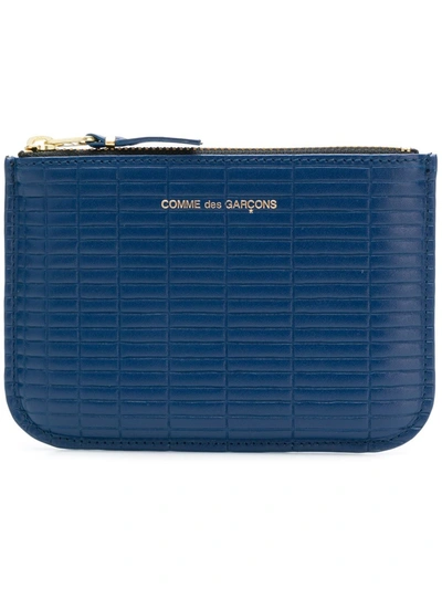 Shop Comme Des Garçons Textured Leather Purse In Blue