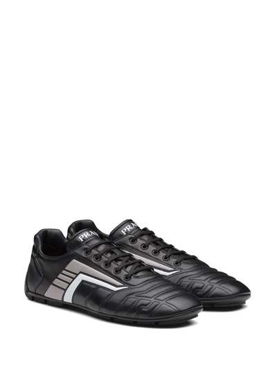 Prada Stylish Sneakers With Metallic Accents And Rubber Sole In Black