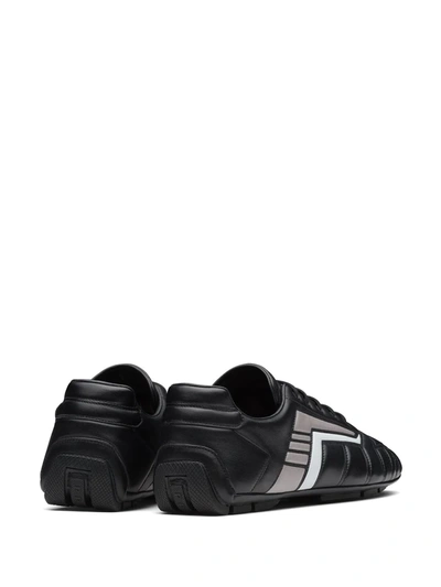 Prada Stylish Sneakers With Metallic Accents And Rubber Sole In Black