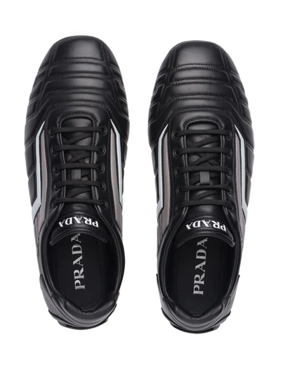 Prada Stylish Sneakers With Metallic Accents And Rubber Sole In Black
