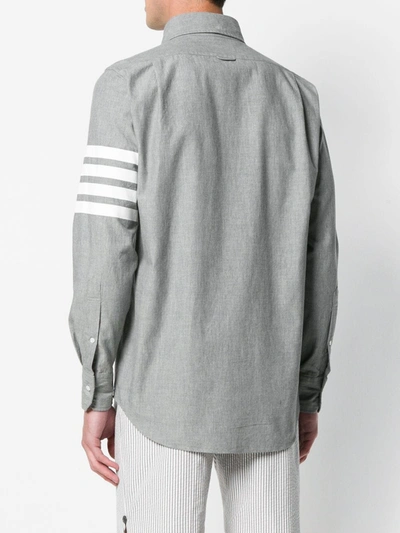 Shop Thom Browne 4-bar Straight-fit Chambray Shirt In Grey