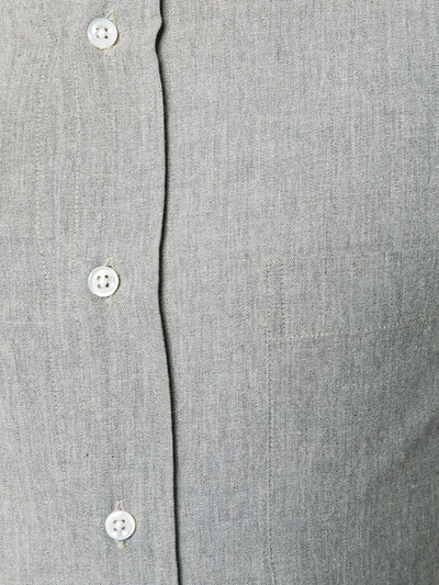 THOM BROWNE 4条纹饰直身钱布雷衬衫 - 灰色
