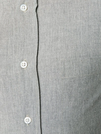 Thom Browne 4-bar Straight Fit Chambray Button-down Shirt In Grey