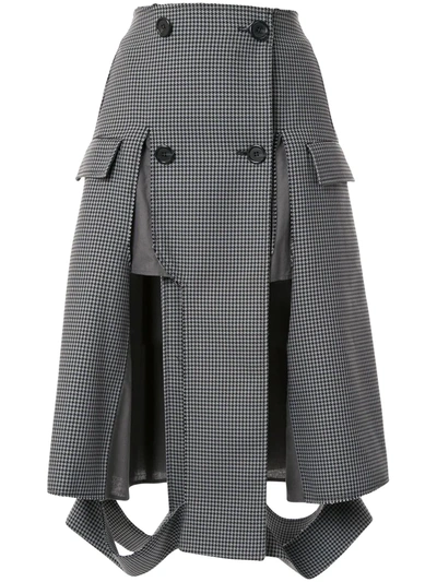 Shop Maison Margiela Houndstooth Print Button Up Skirt In Grey