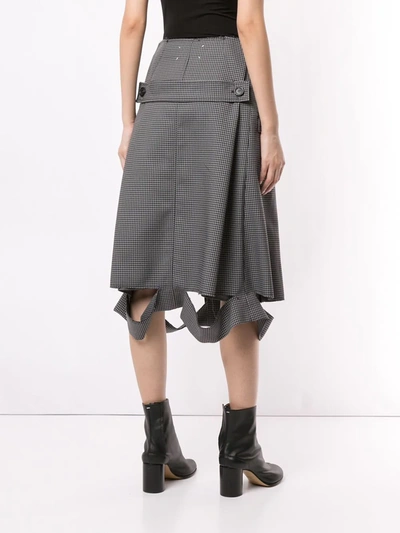 Shop Maison Margiela Houndstooth Print Button Up Skirt In Grey
