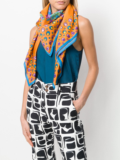 Shop La Doublej Floral Print Square Scarf In Orange