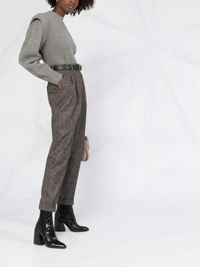 Shop Dolce & Gabbana Tapered Tweed Trousers In Brown