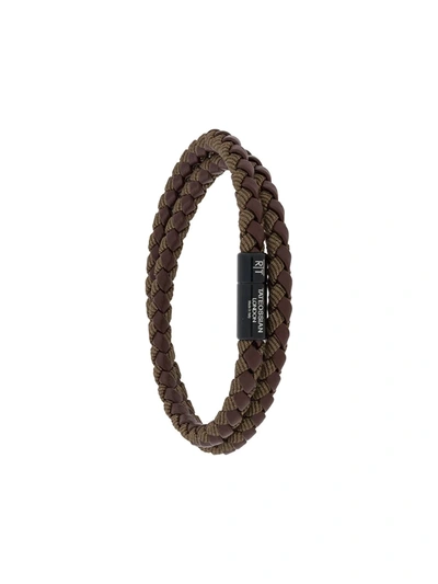 Shop Tateossian Woven Wrap Bracelet In Brown