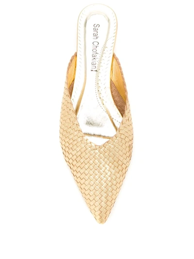Sarah Chofakian Leather Mules In Metallic