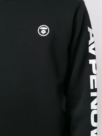 Shop Aape By A Bathing Ape Embroidered Logo Crewneck Sweatshirt In Black