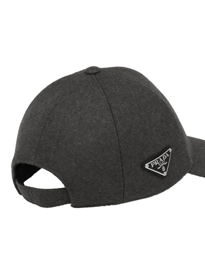 Shop Prada Loden Baseball Cap In Grey