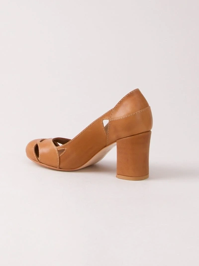 Shop Sarah Chofakian Chunky Heel Pumps In Neutrals