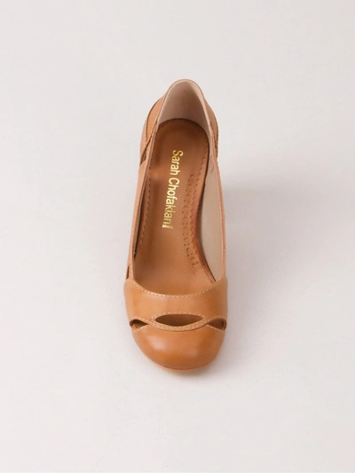 Shop Sarah Chofakian Chunky Heel Pumps In Neutrals