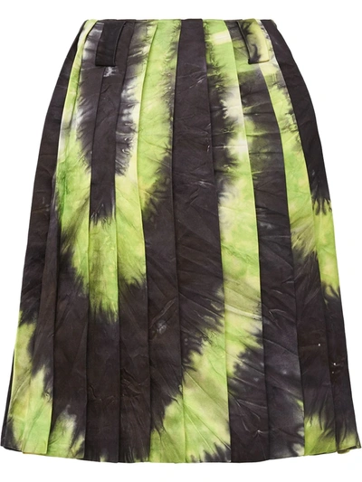 Shop Prada Tie-dye Pleated Skirt In Black