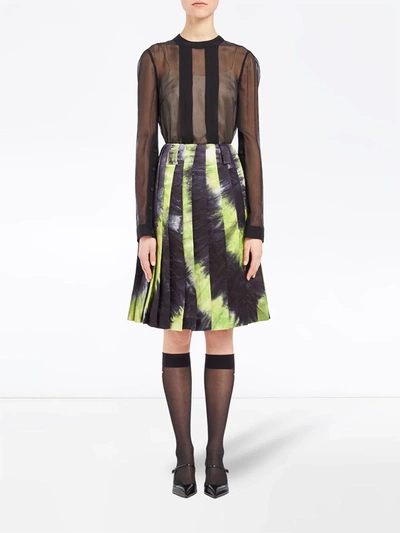 Shop Prada Tie-dye Pleated Skirt In Black