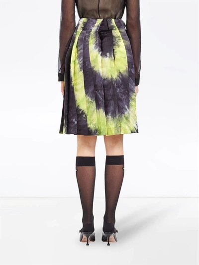 Shop Prada Tie-dye Pleated Skirt In Black