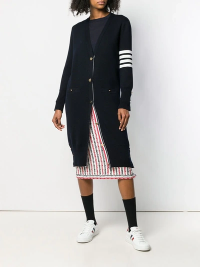 Thom Browne Milano Stitch Merino Cardigan In Blue