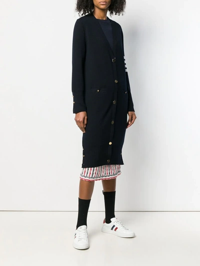 Thom Browne Milano Stitch Merino Cardigan In Blue