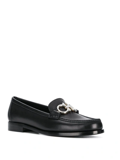 Shop Ferragamo Gancio Loafers In Black