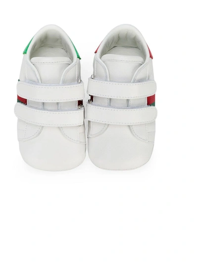 Shop Gucci Web-detailing Leather Sneakers In White