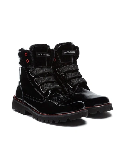Shop Dolce & Gabbana Patent Leather Ankle Boots In Black