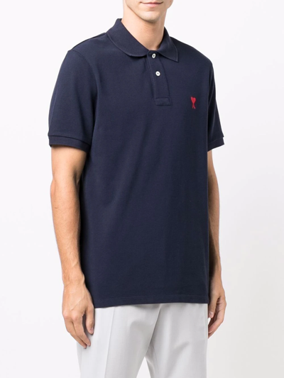 Shop Ami Alexandre Mattiussi Ami De Coeur Polo Shirt In Blau