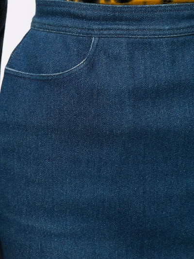 Pre-owned Chanel 1990s Tweed-detail Denim Skirt In Blue