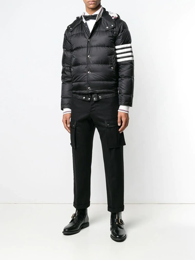 Thom Browne 4-bar Matte Nylon Bomber In Black
