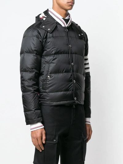 Shop Thom Browne 4-bar Hooded Puffer Jacket In Black