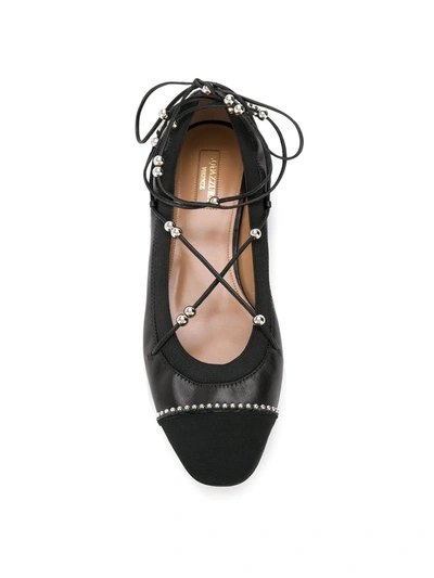 Shop Aquazzura Mystique Ballet Flats In Black