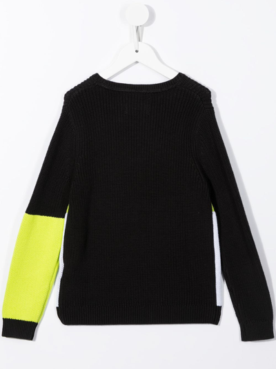 Shop Calvin Klein Colour-block Print Jumper In Black