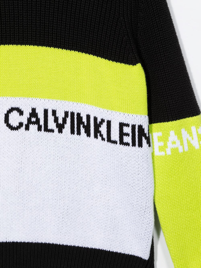 Shop Calvin Klein Colour-block Print Jumper In Black